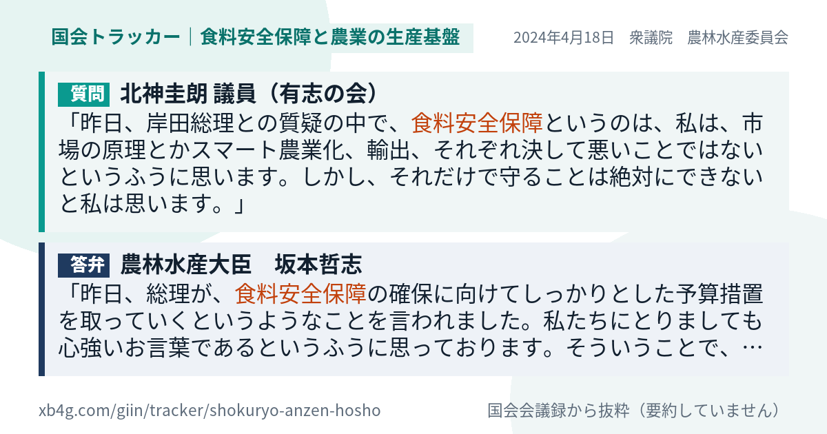 質問と答弁のカード