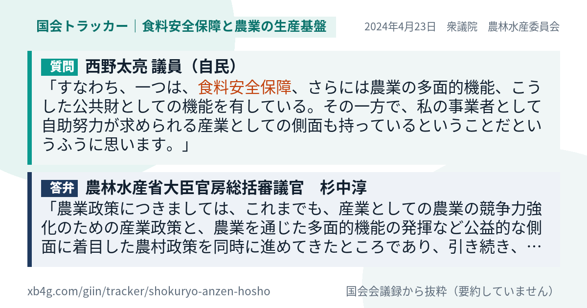 質問と答弁のカード