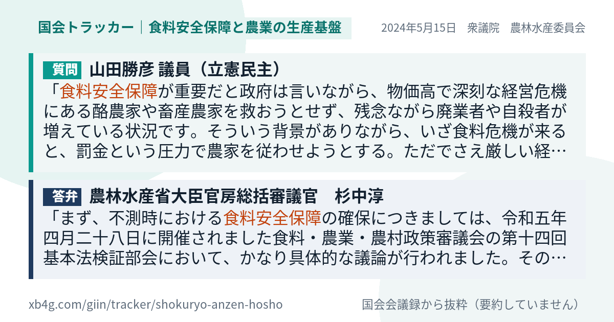 質問と答弁のカード