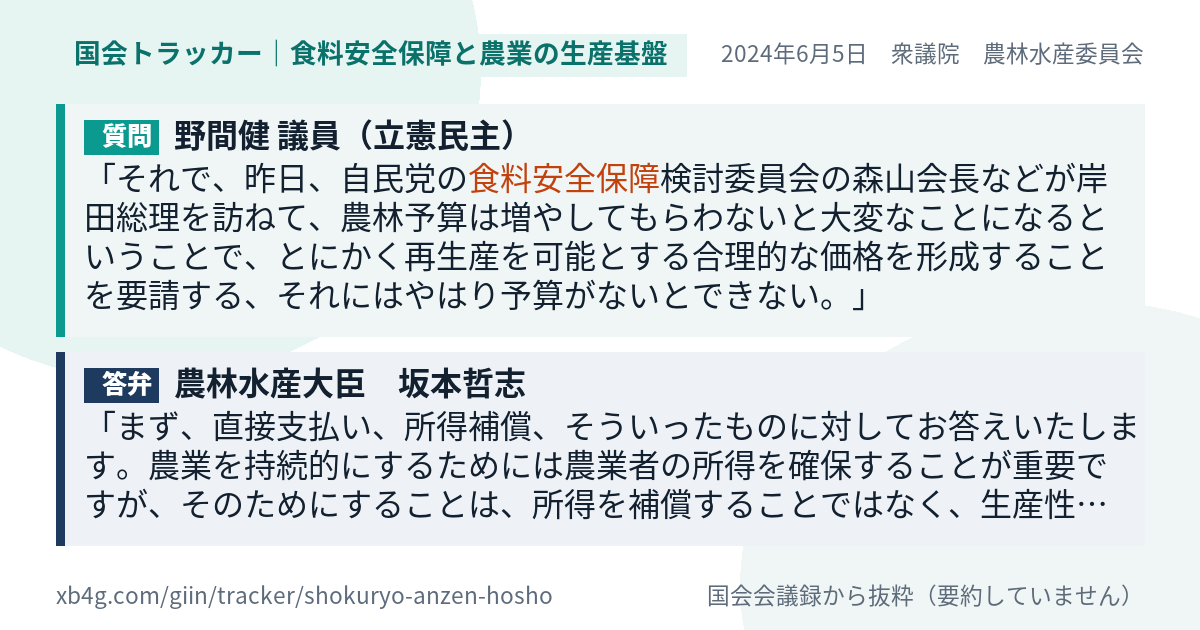 質問と答弁のカード