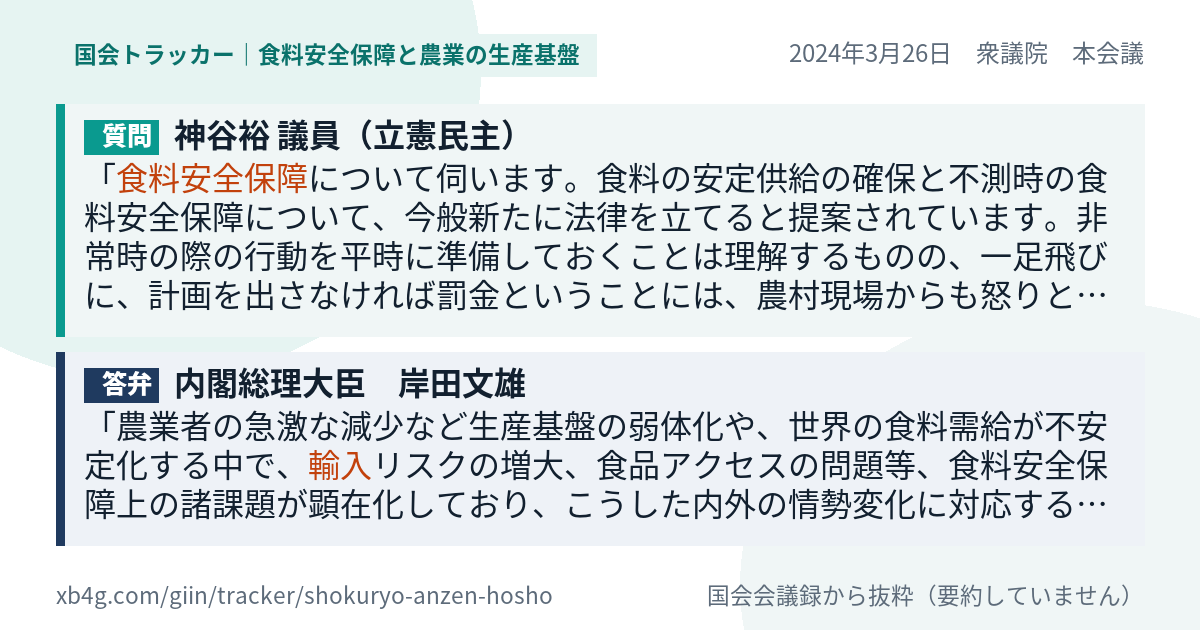 質問と答弁のカード