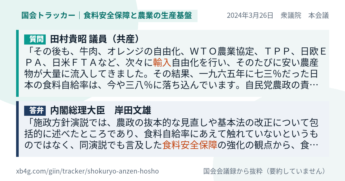質問と答弁のカード