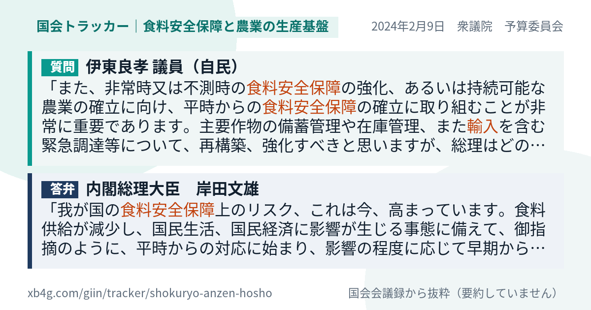 質問と答弁のカード