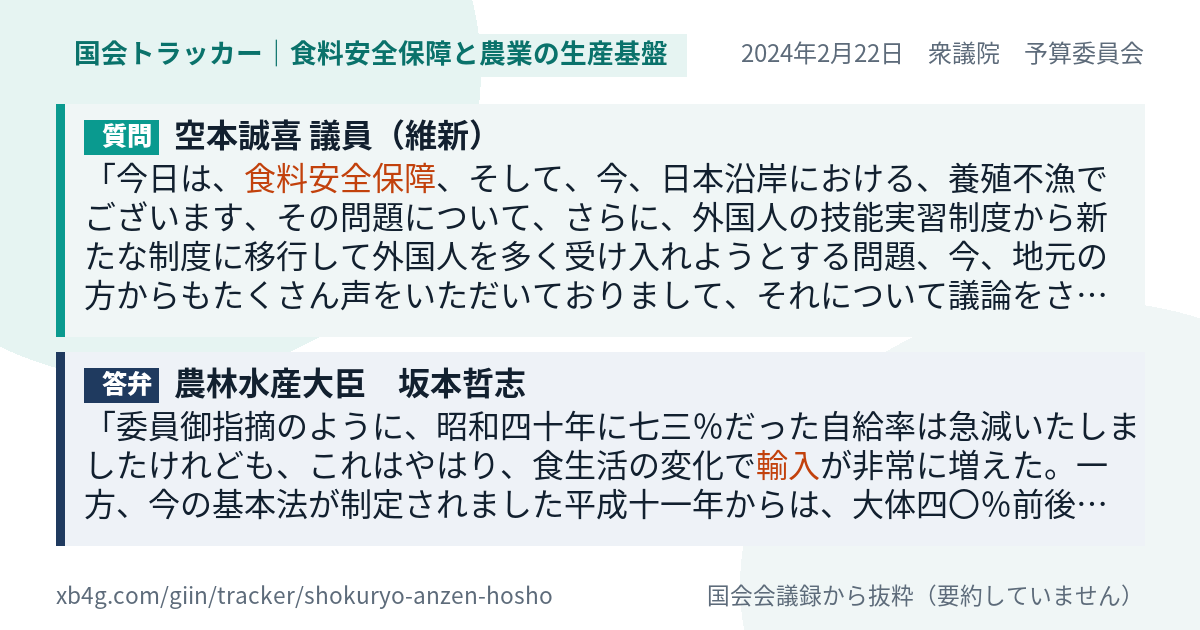 質問と答弁のカード