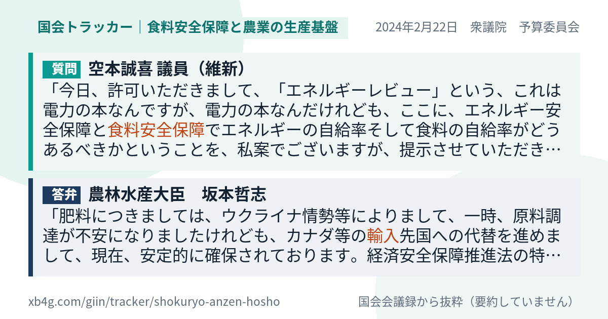 質問と答弁のカード