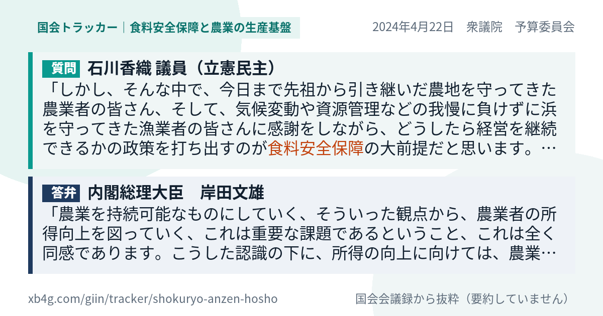 質問と答弁のカード