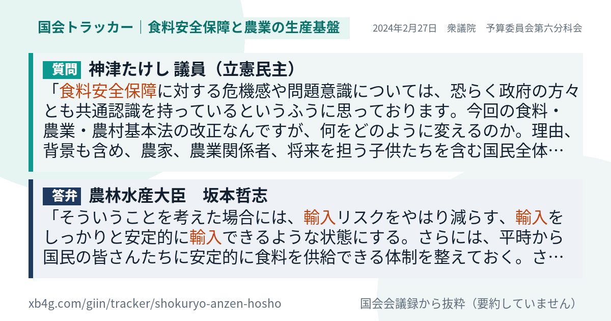 質問と答弁のカード