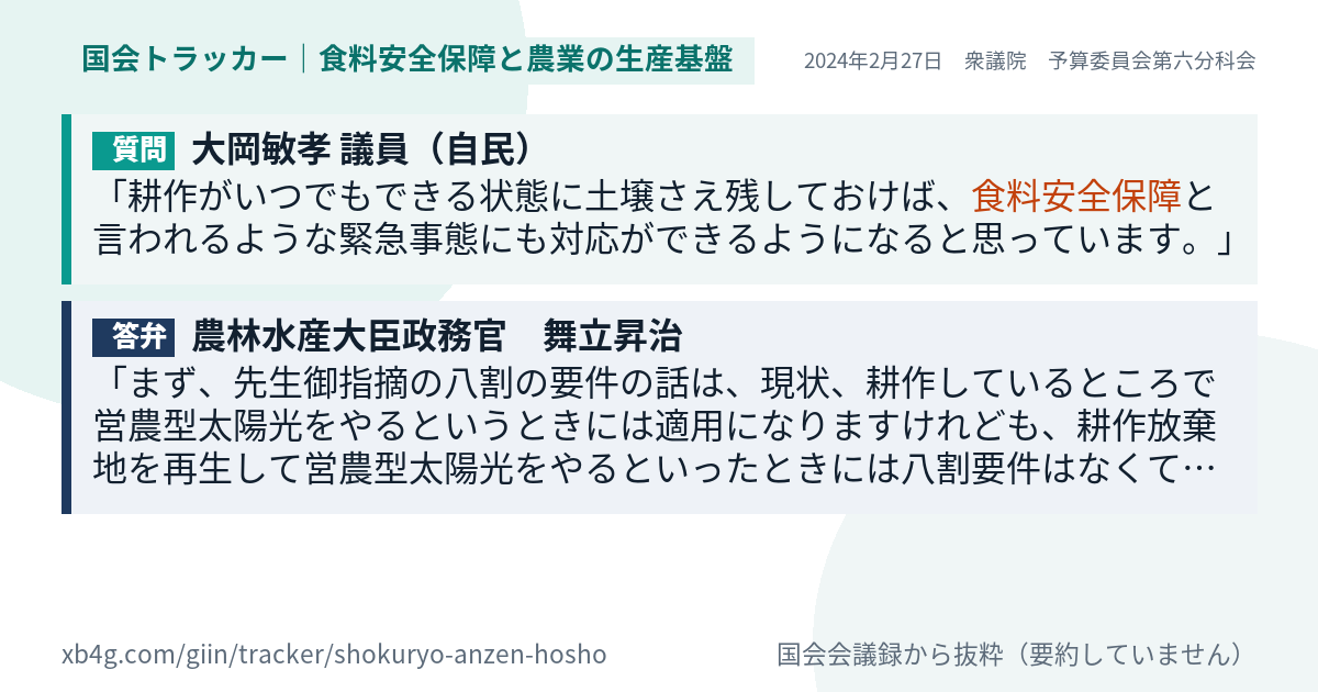質問と答弁のカード