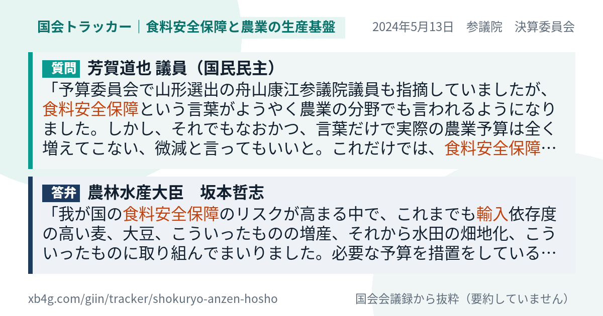 質問と答弁のカード
