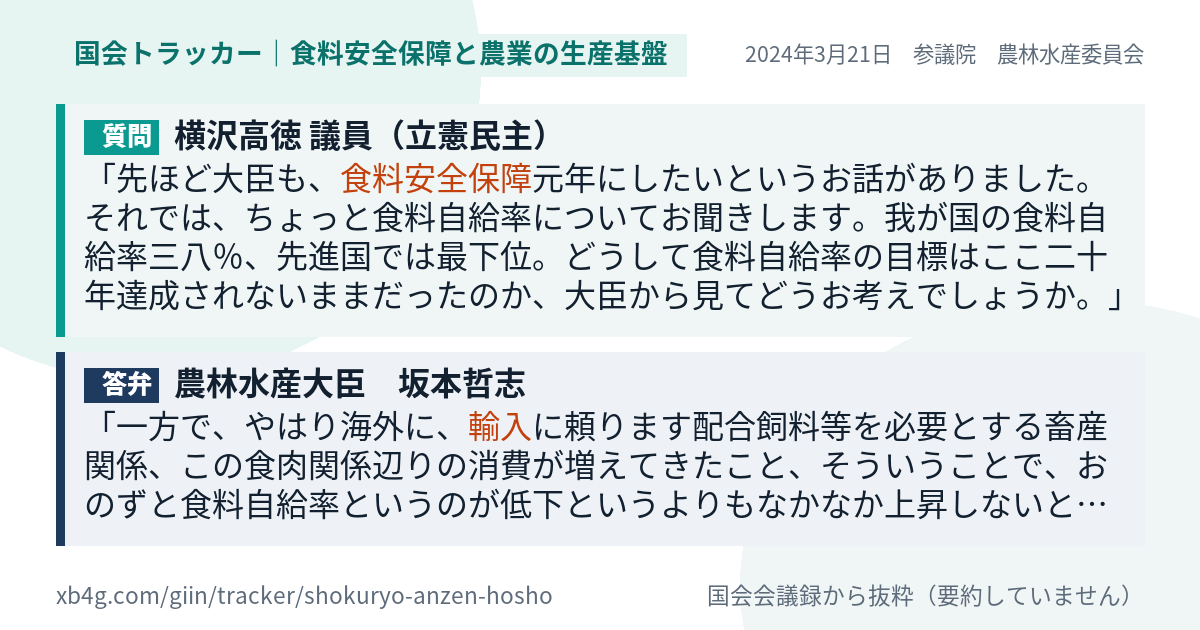 質問と答弁のカード