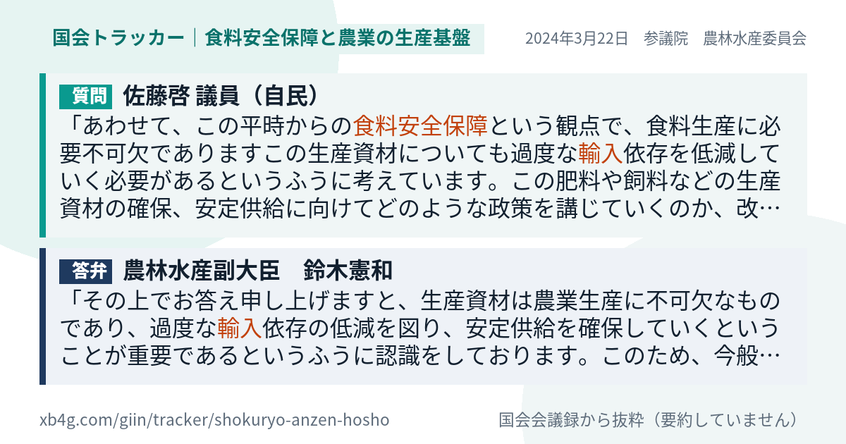 質問と答弁のカード