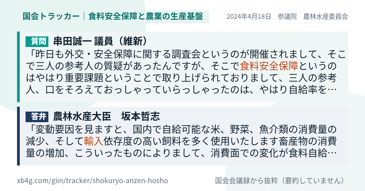 質問と答弁のカード
