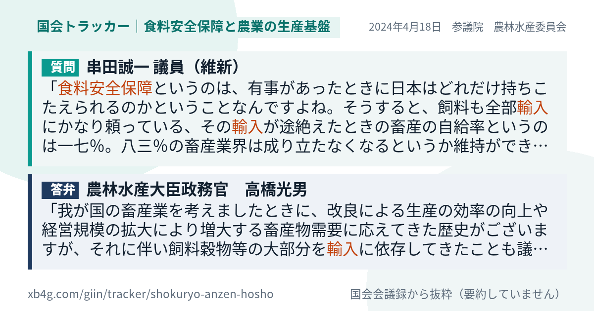 質問と答弁のカード