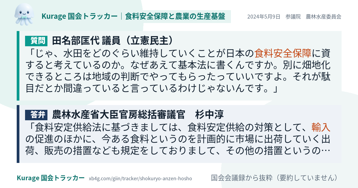質問と答弁のカード