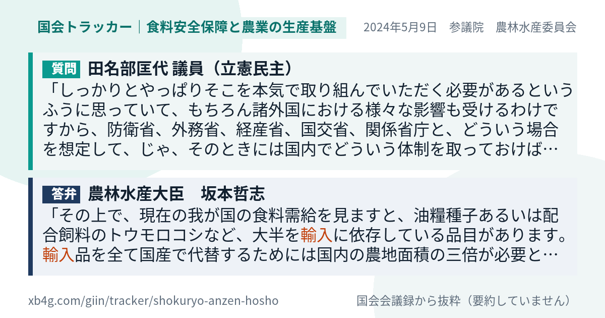 質問と答弁のカード