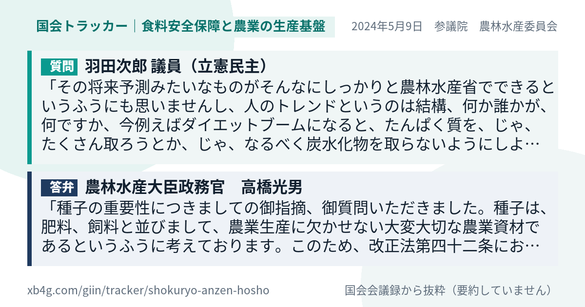 質問と答弁のカード