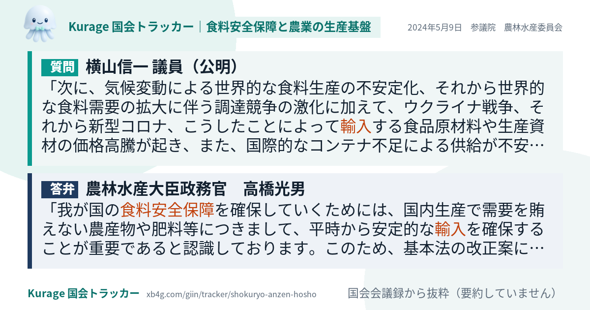 質問と答弁のカード