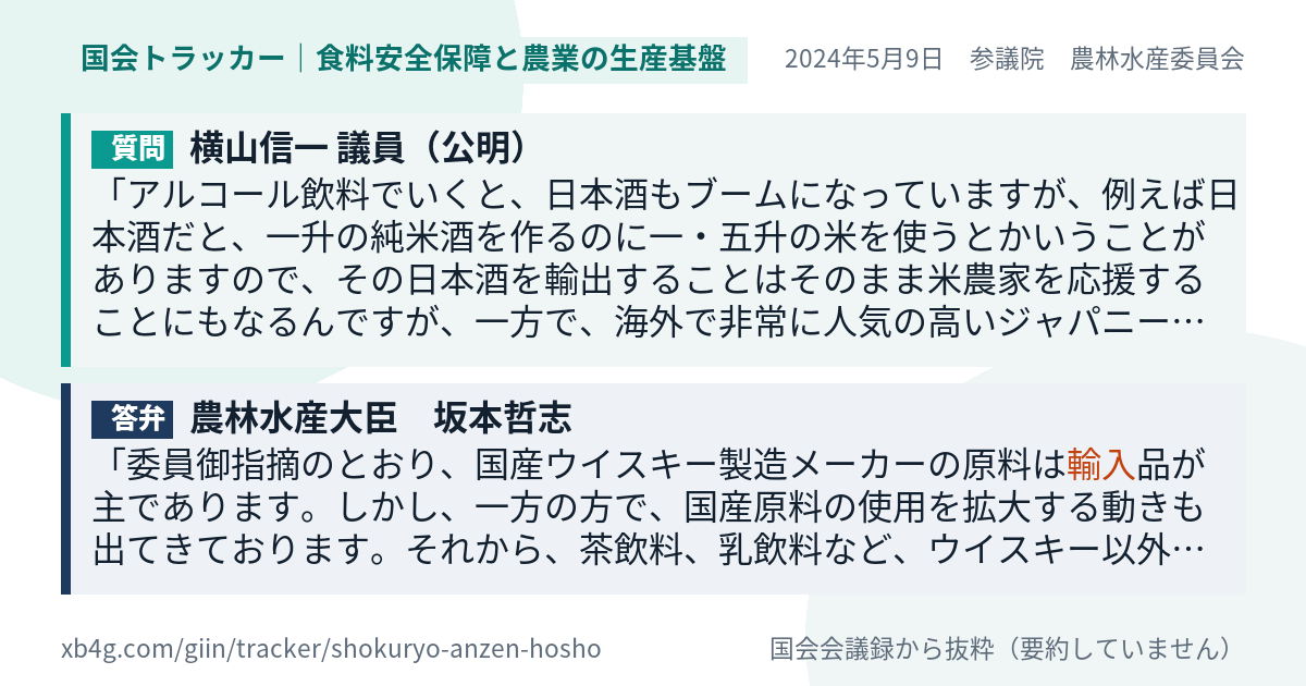 質問と答弁のカード