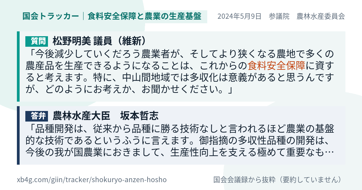 質問と答弁のカード