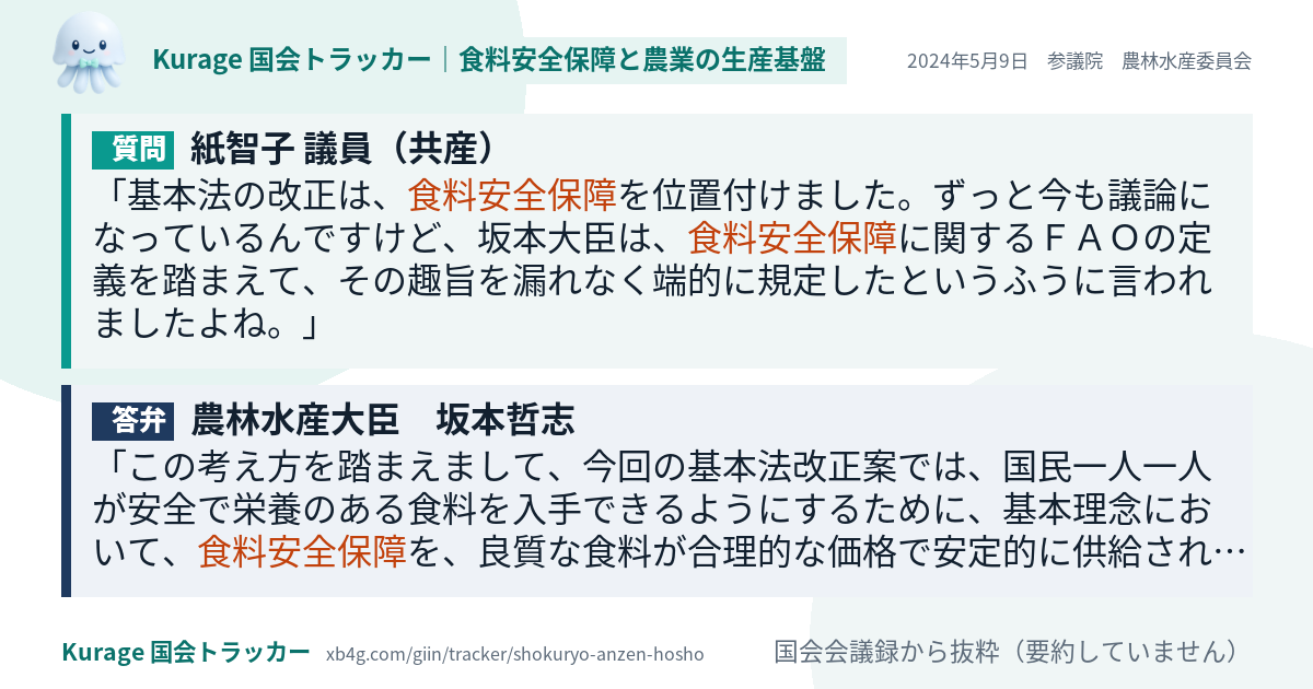 質問と答弁のカード