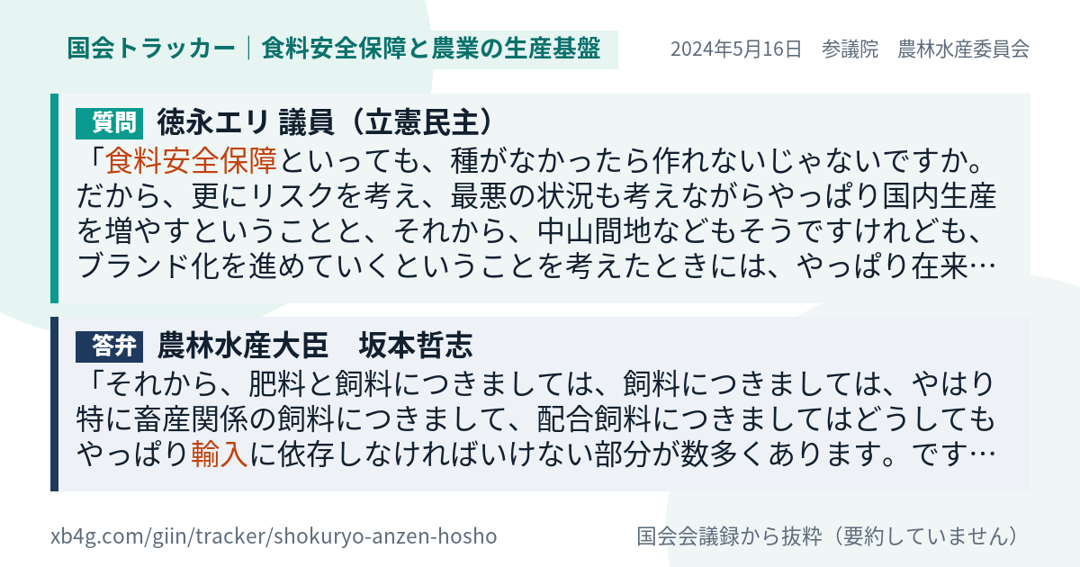 質問と答弁のカード