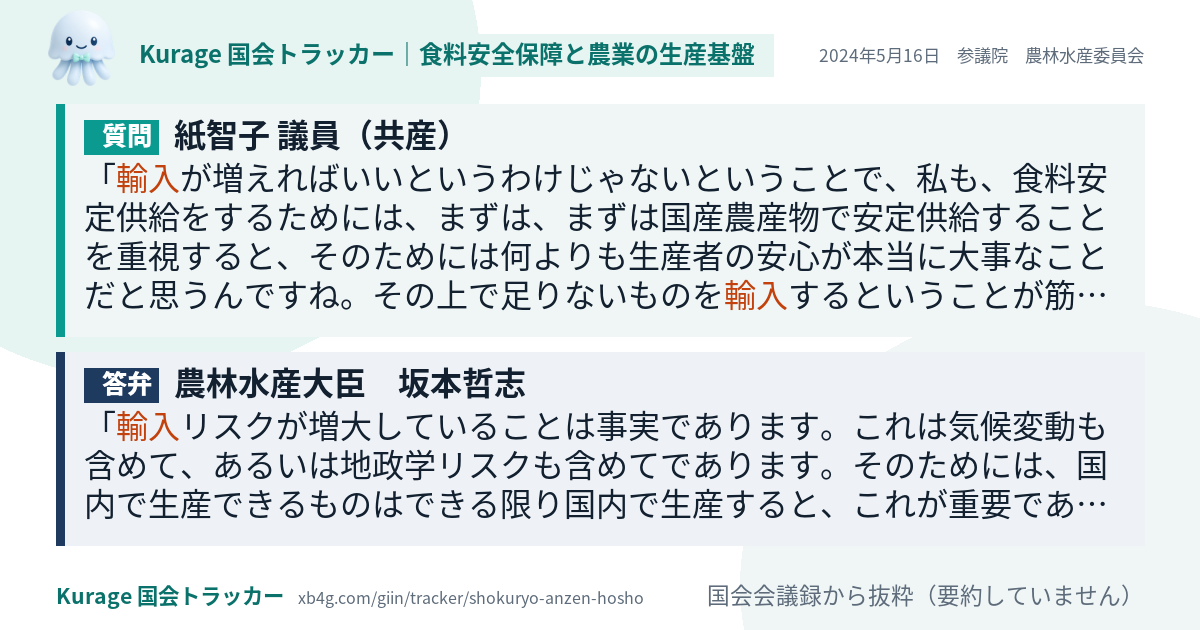 質問と答弁のカード