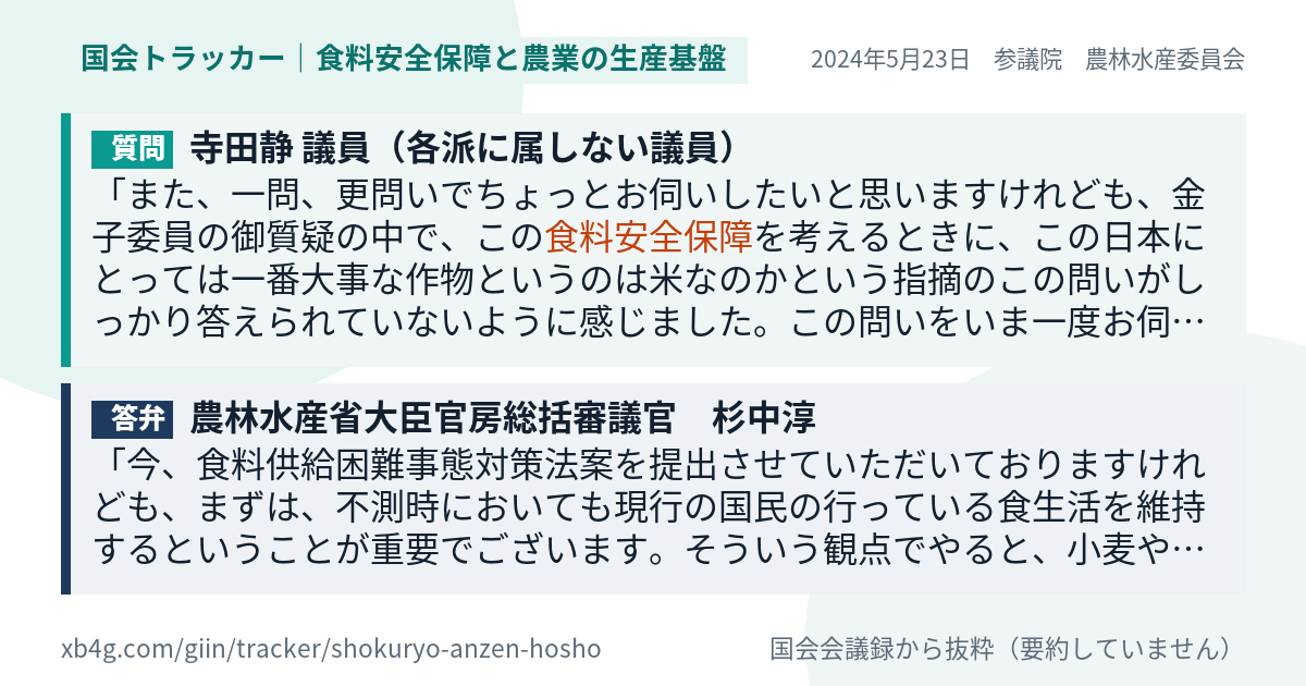 質問と答弁のカード