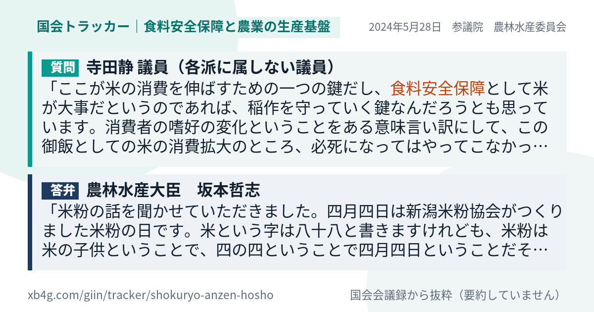 質問と答弁のカード