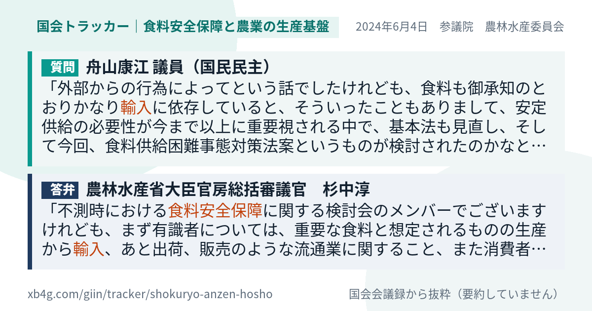 質問と答弁のカード