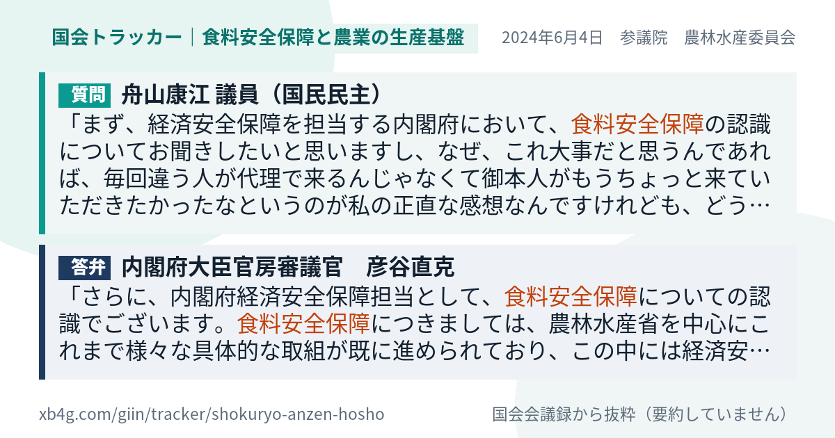 質問と答弁のカード