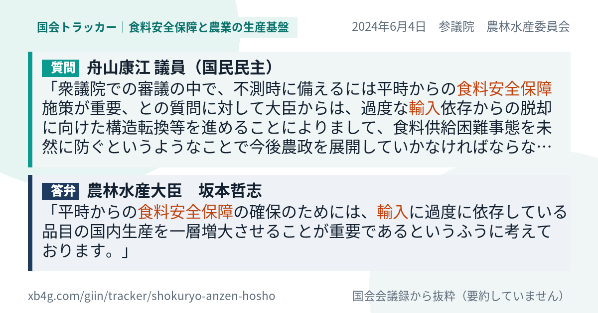 質問と答弁のカード
