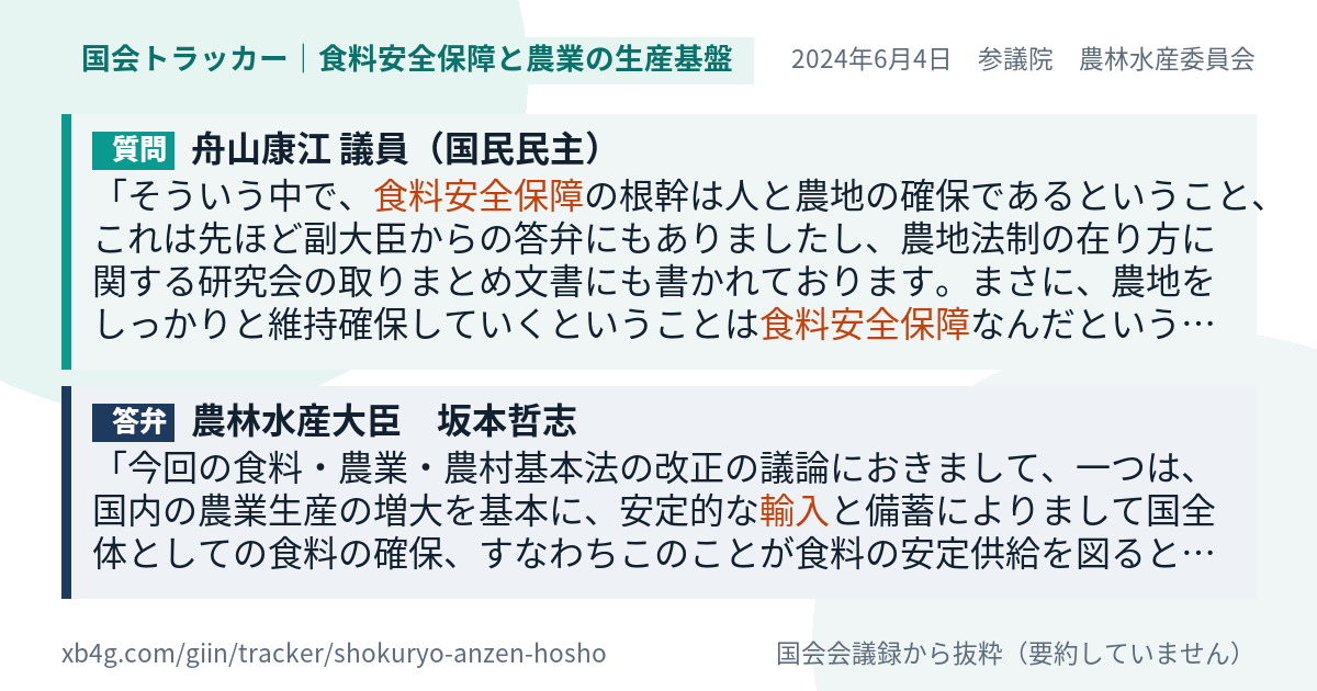 質問と答弁のカード