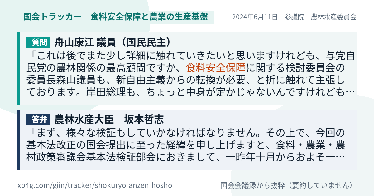 質問と答弁のカード