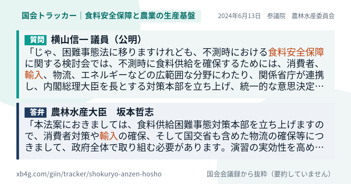 質問と答弁のカード