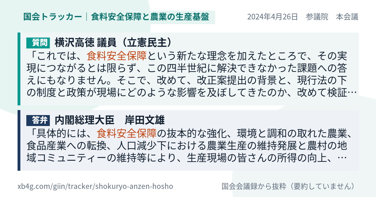質問と答弁のカード