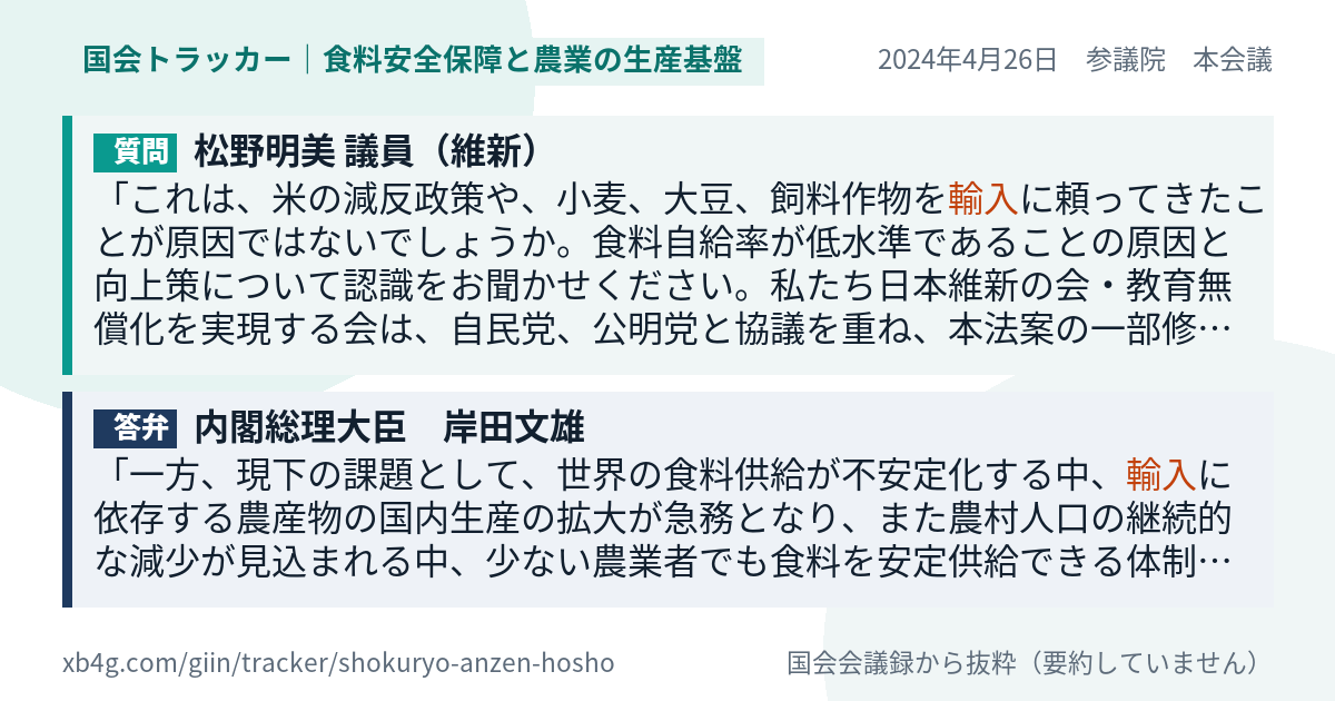 質問と答弁のカード