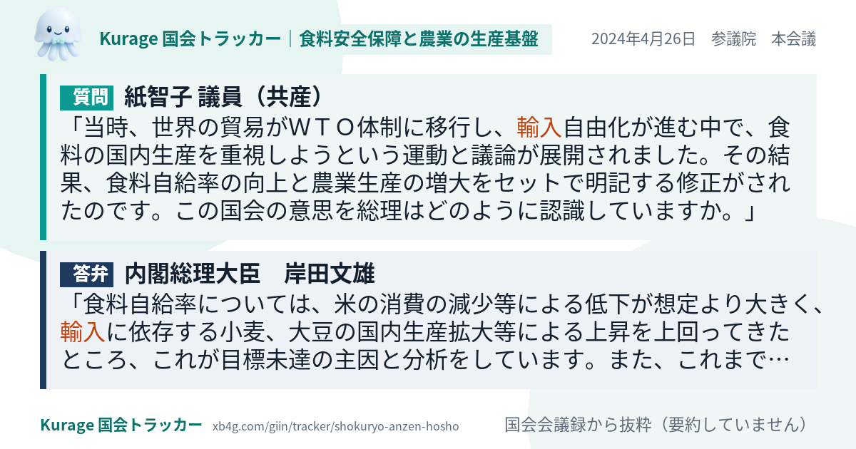 質問と答弁のカード