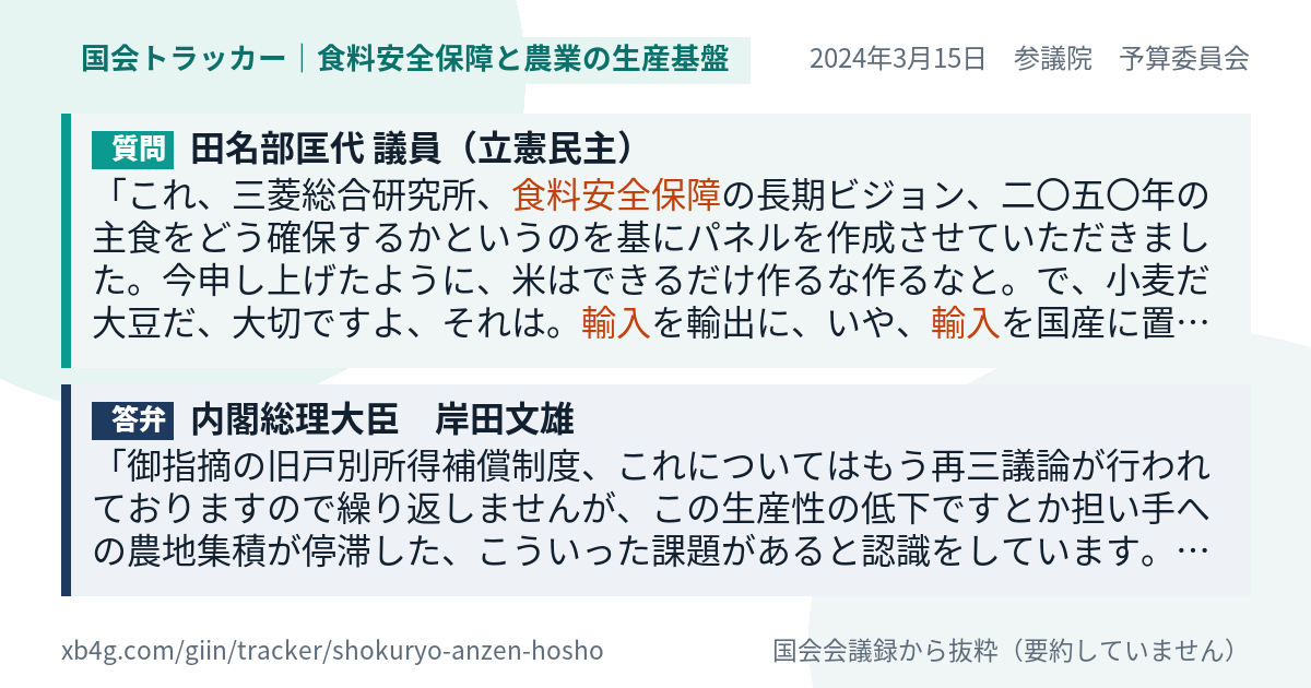 質問と答弁のカード