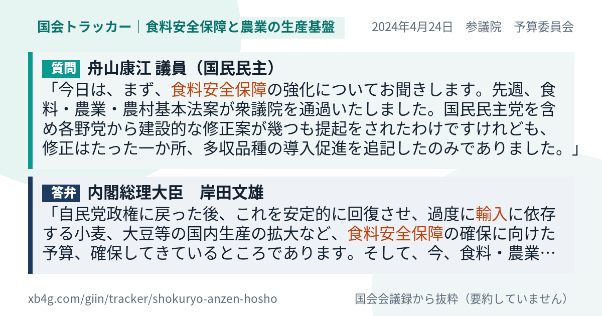 質問と答弁のカード