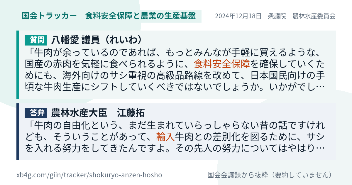 質問と答弁のカード