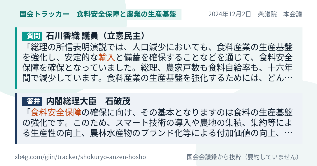質問と答弁のカード