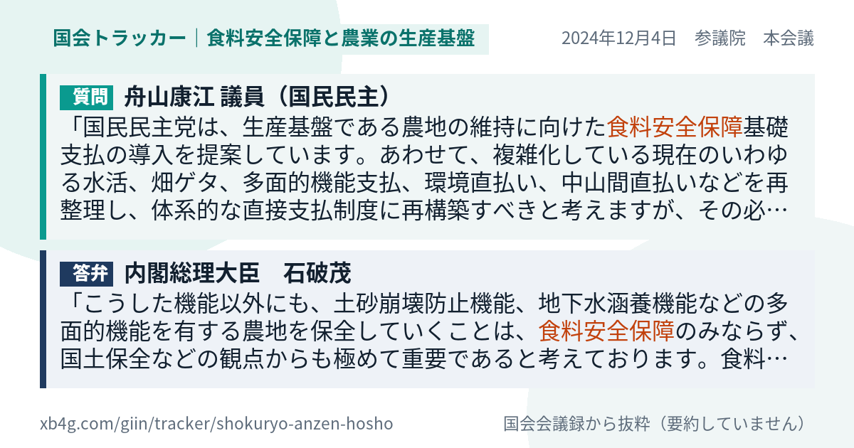 質問と答弁のカード
