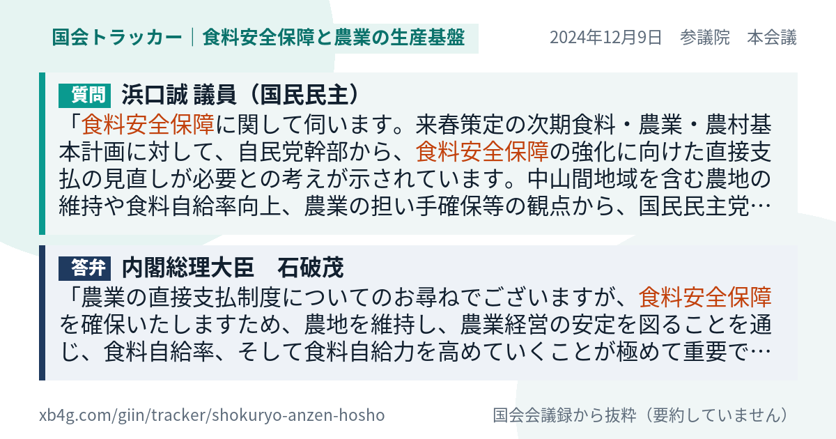 質問と答弁のカード