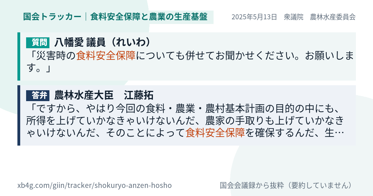 質問と答弁のカード