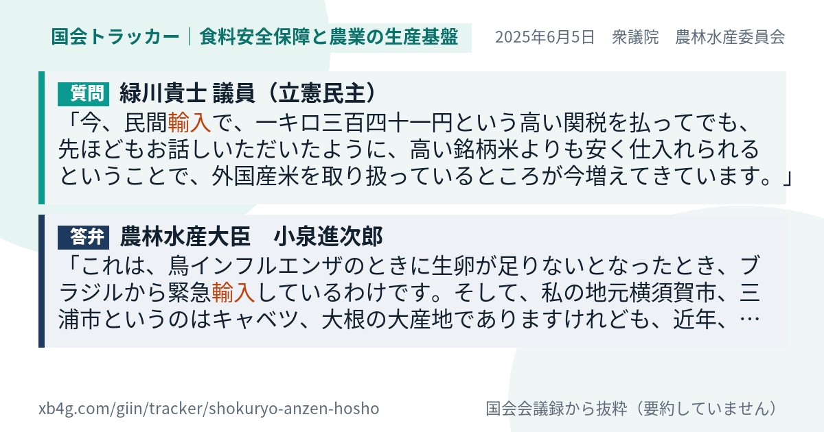 質問と答弁のカード