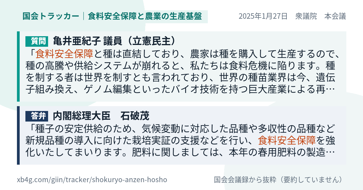 質問と答弁のカード