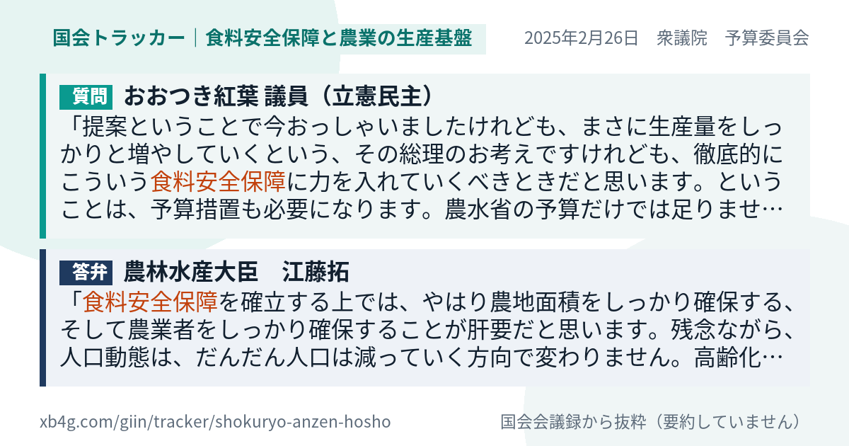 質問と答弁のカード