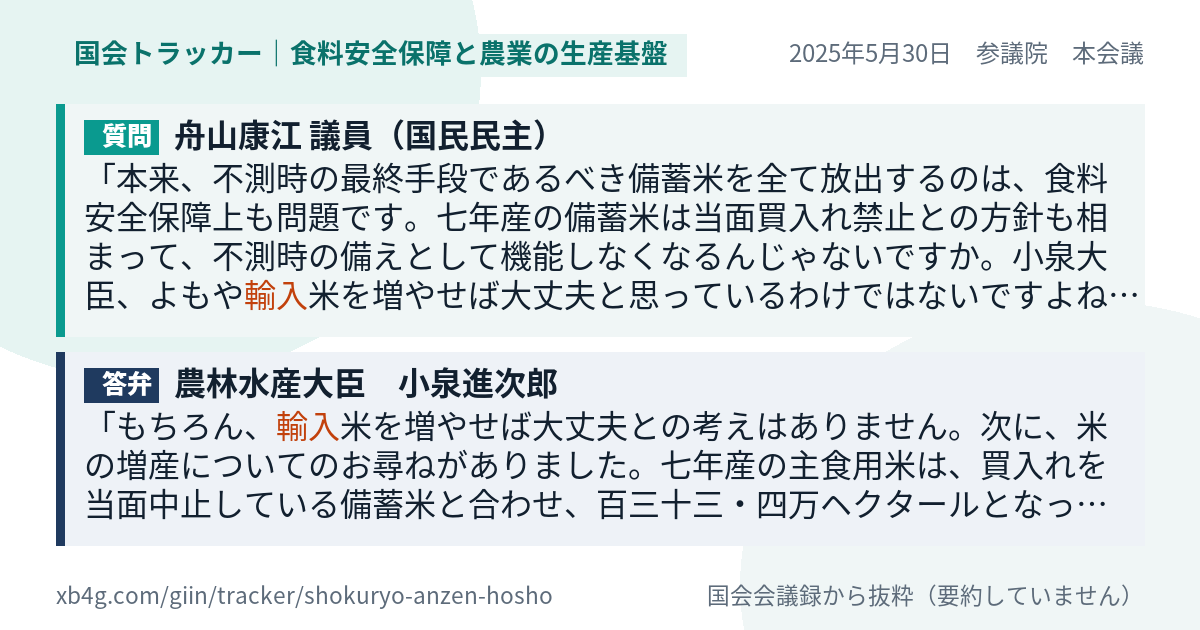 質問と答弁のカード