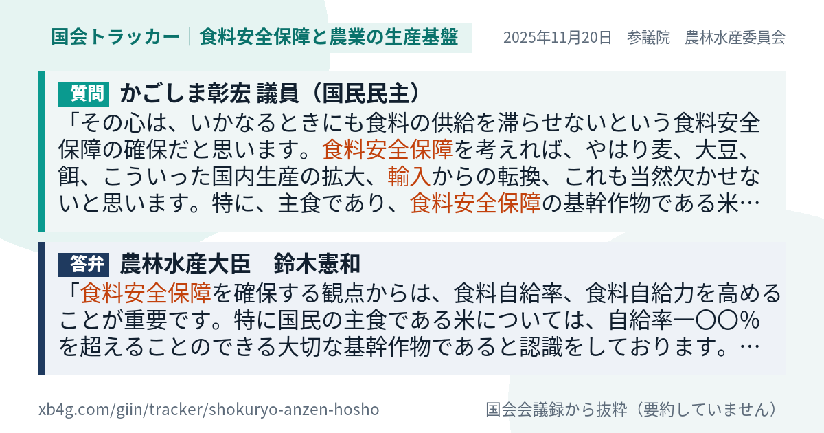 質問と答弁のカード