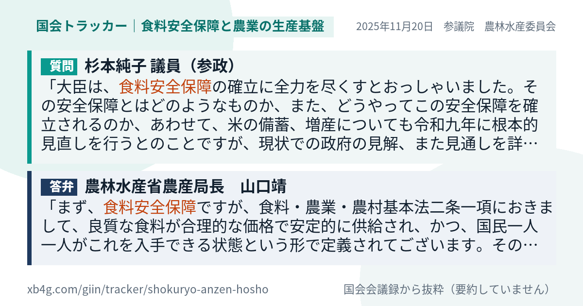 質問と答弁のカード